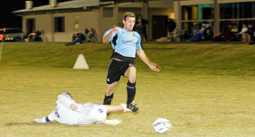 Gympie’s Joel Bond defending against a Maroochydore player during a Sunshine Coast league match in 2007. Bond played for the Gympie Miners last year before taking on coaching duties of Columbia in the revamped local men’s competition. Gympie’s Joel Bond defending against a Maroochydore player during a Sunshine Coast league match in 2007. Bond played for the Gympie Miners last year before taking on coaching duties of Columbia in the revamped local men’s competition.